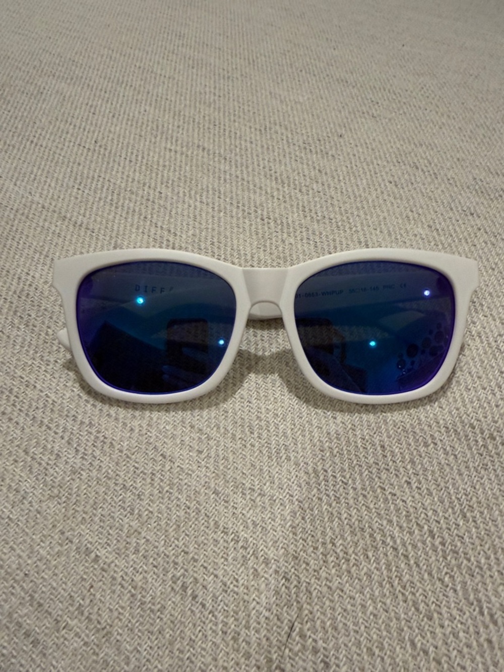 DIFF Storm Sport White Frame Sunglasses with Blue Mirrored Lenses